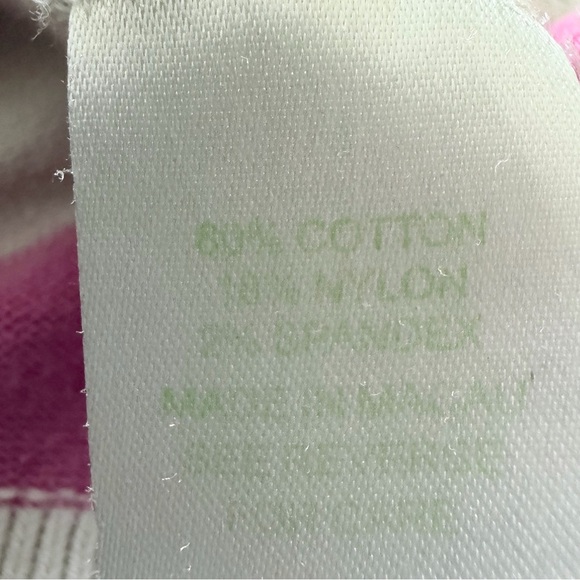 Lilly Pulitzer Top L | Pink White Stripe Long Sleeve Palm Tree Ribbed - Picture 5 of 5